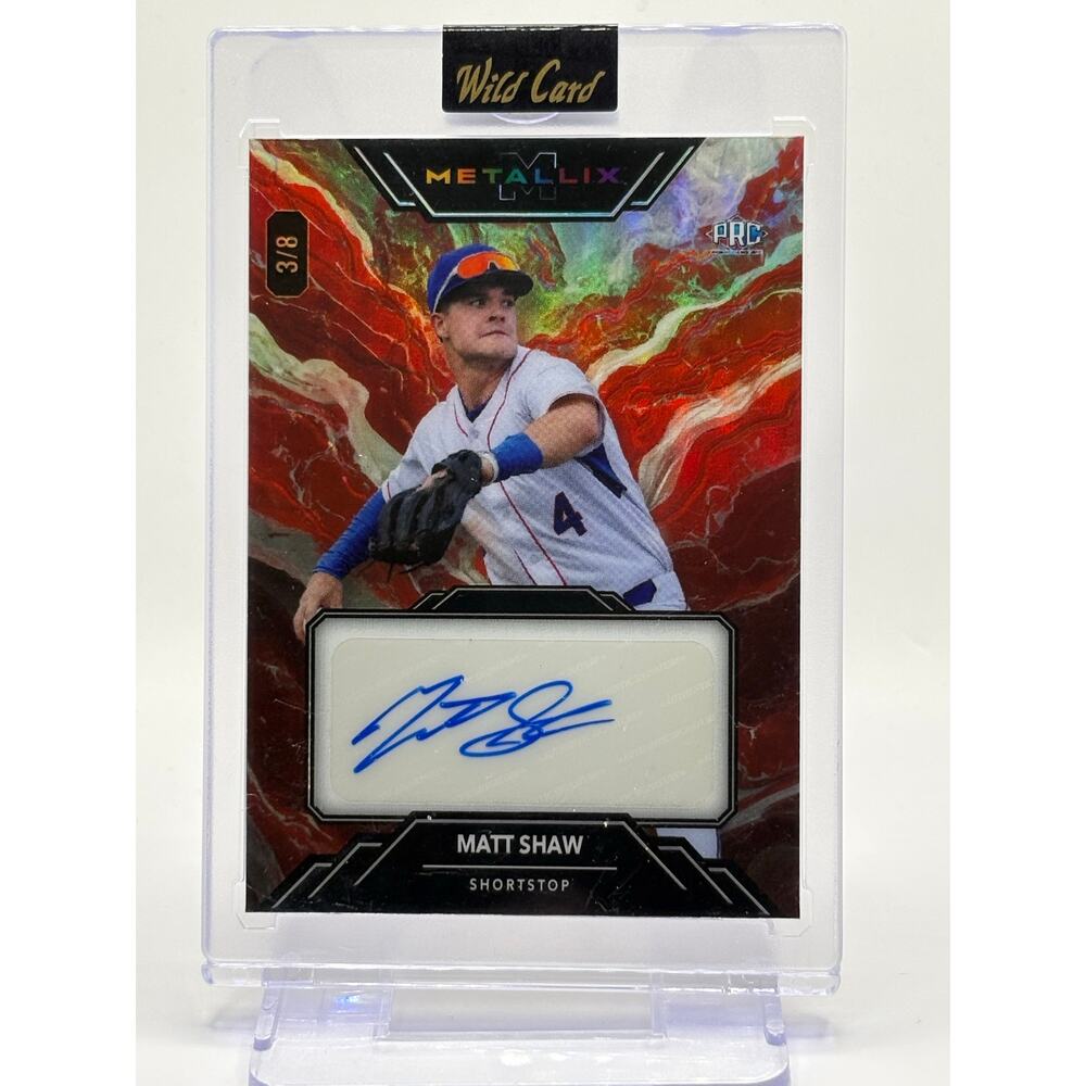 2024 Wild Card Metallix Matt Shaw Rookie Pink Wild Paint Auto 3/8 SP Cubs RC